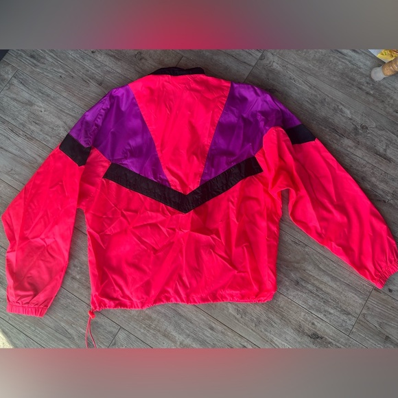 80s 90s Vintage Nike Swoosh Neon Colorblock Windbreaker Jacket - size M - Picture 4 of 7
